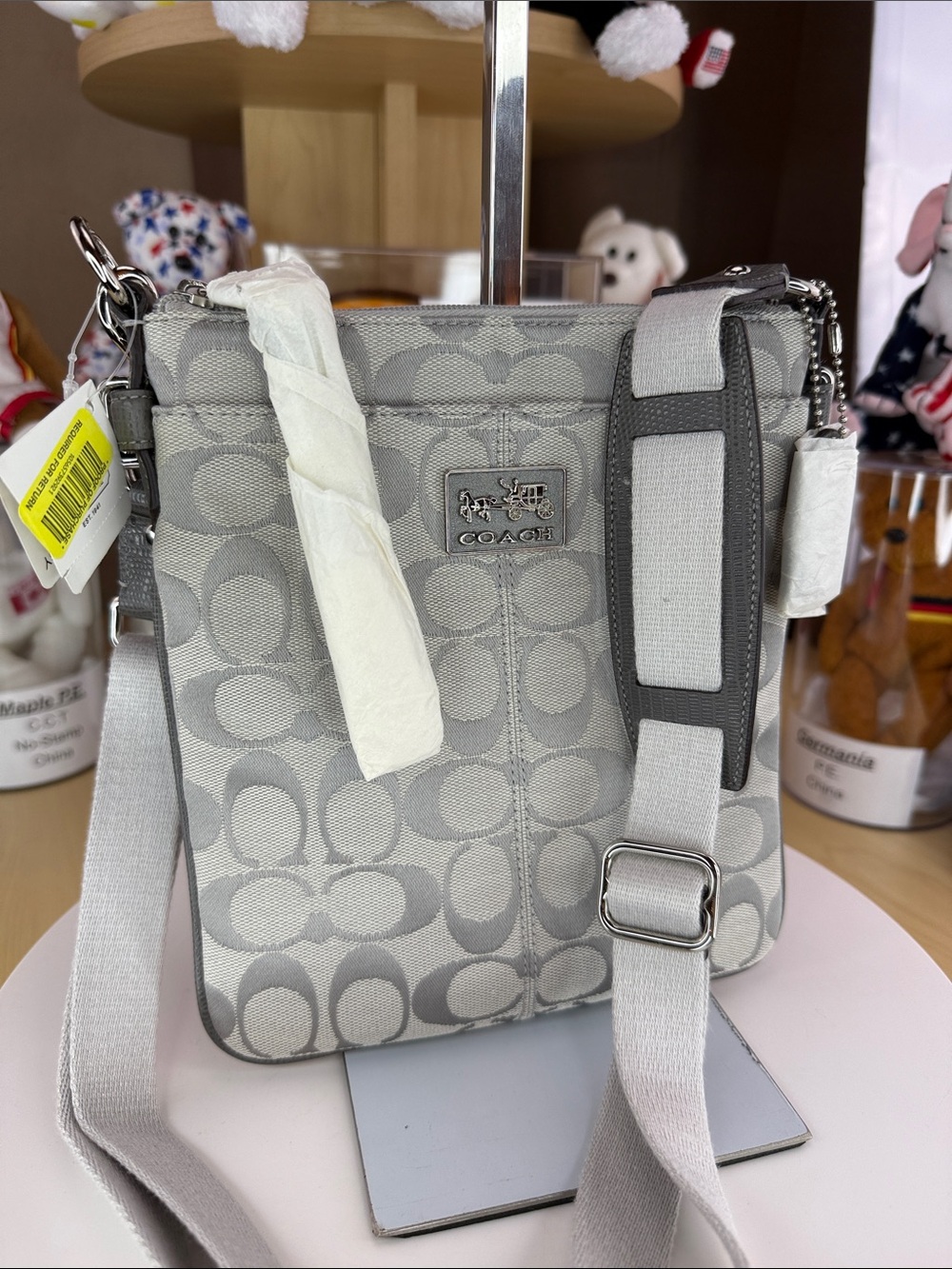 Coach Light Gray Signature Crossbody Bag vintage!!!